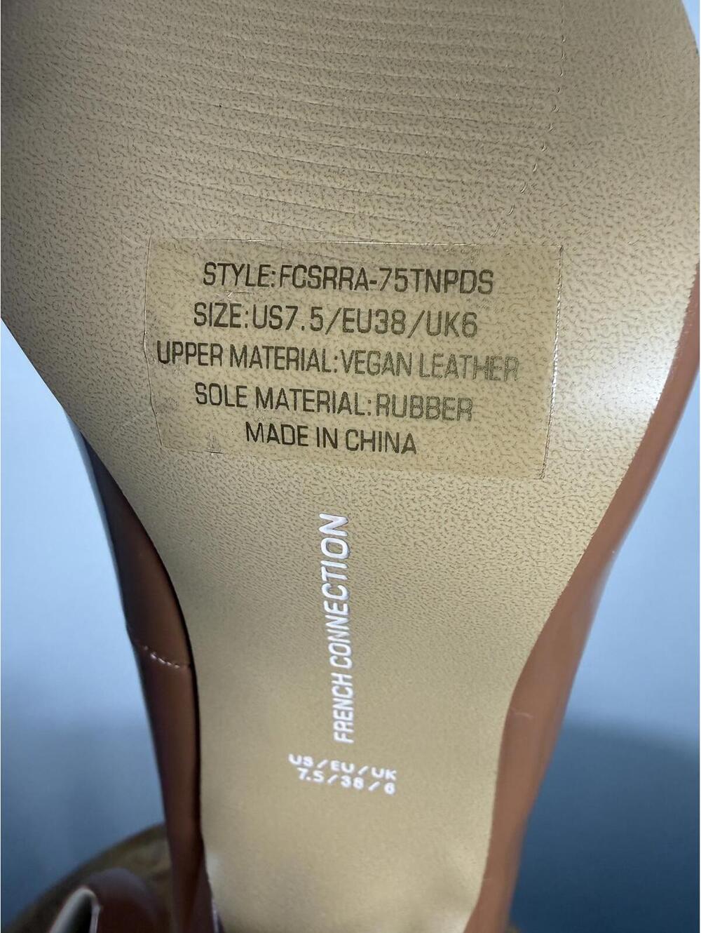 French Connection Patent Leather Tan Heels Pumps US 7.5 NWB - Picture 10 of 11